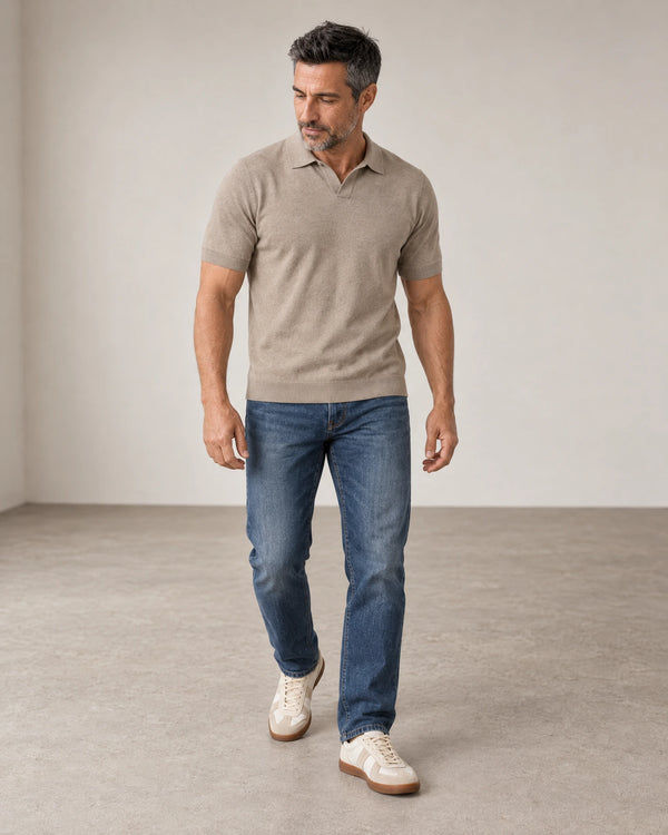Italian Merino/Cotton Polo campaign 06|shadow grey