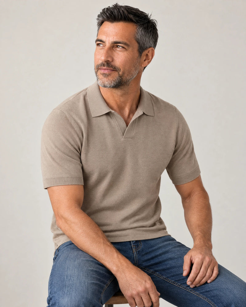 Italian Merino/Cotton Polo campaign 07|shadow grey