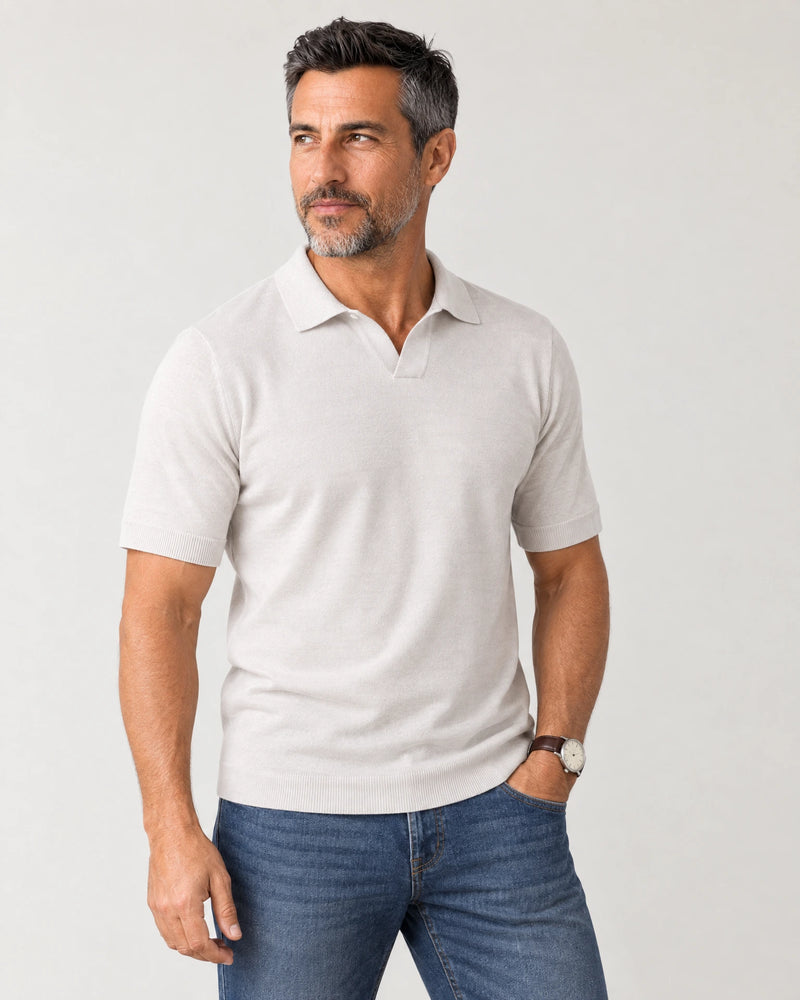Italian Merino/Cotton Polo campaign 01|silver ice