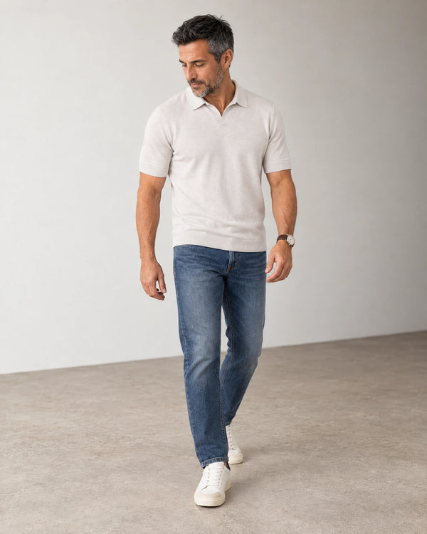 Italian Merino/Cotton Polo campaign 06|silver ice