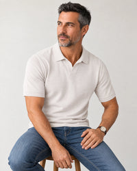 Italian Merino/Cotton Polo campaign 07|silver ice