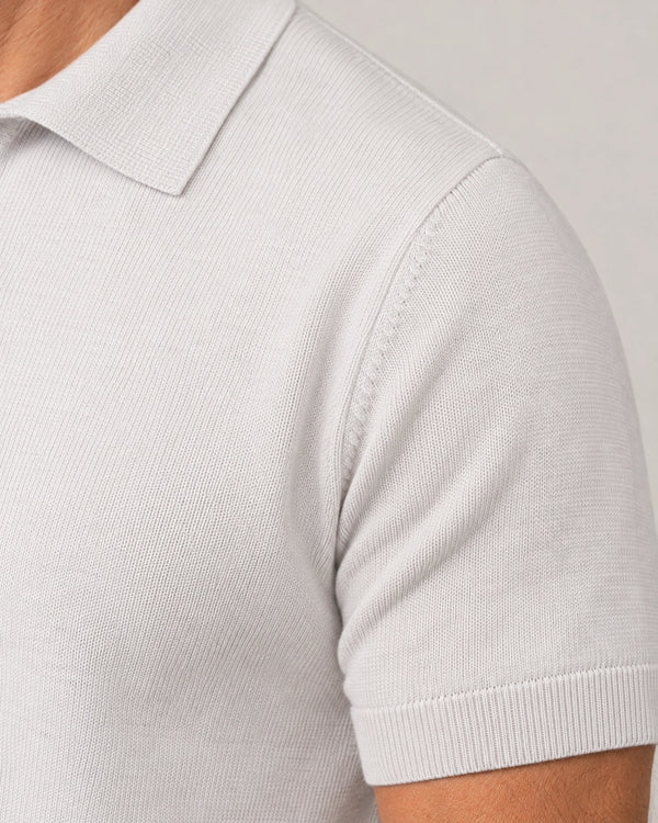 Italian Merino/Cotton Polo campaign 08|silver ice