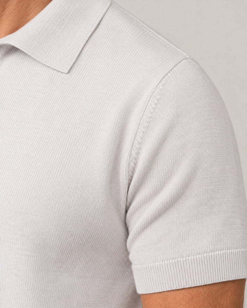 Italian Merino/Cotton Polo campaign 08|silver ice