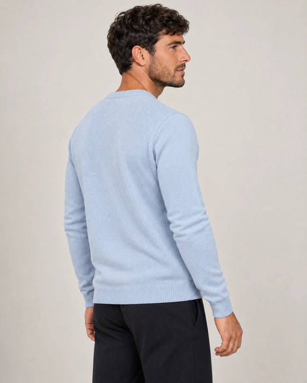 Italian Merino Wool Knit Jumper campaign 04|blushing blue