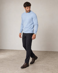 Italian Merino Wool Knit Jumper campaign 06|blushing blue