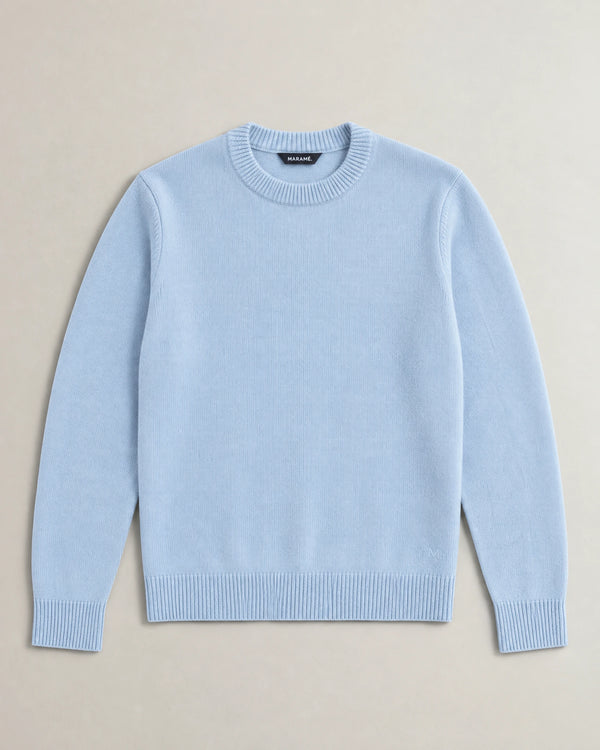 Italian Merino Wool Knit Jumper campaign 09|blushing blue
