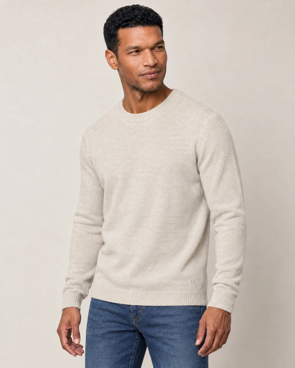 Italian Merino Wool Knit Jumper campaign 01|speckled grey