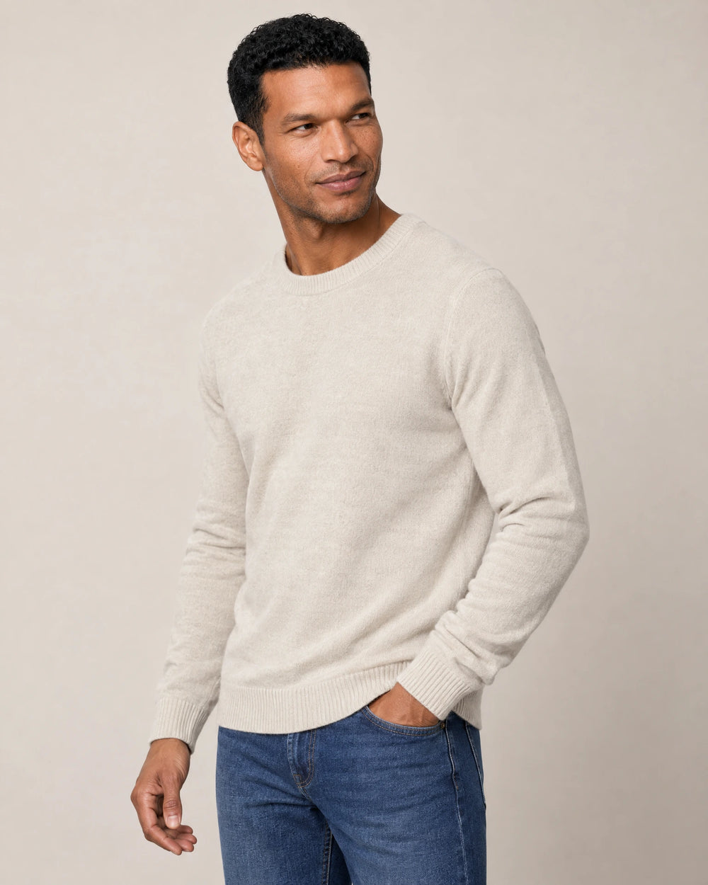 Italian Merino Wool Knit Jumper campaign 05|speckled grey