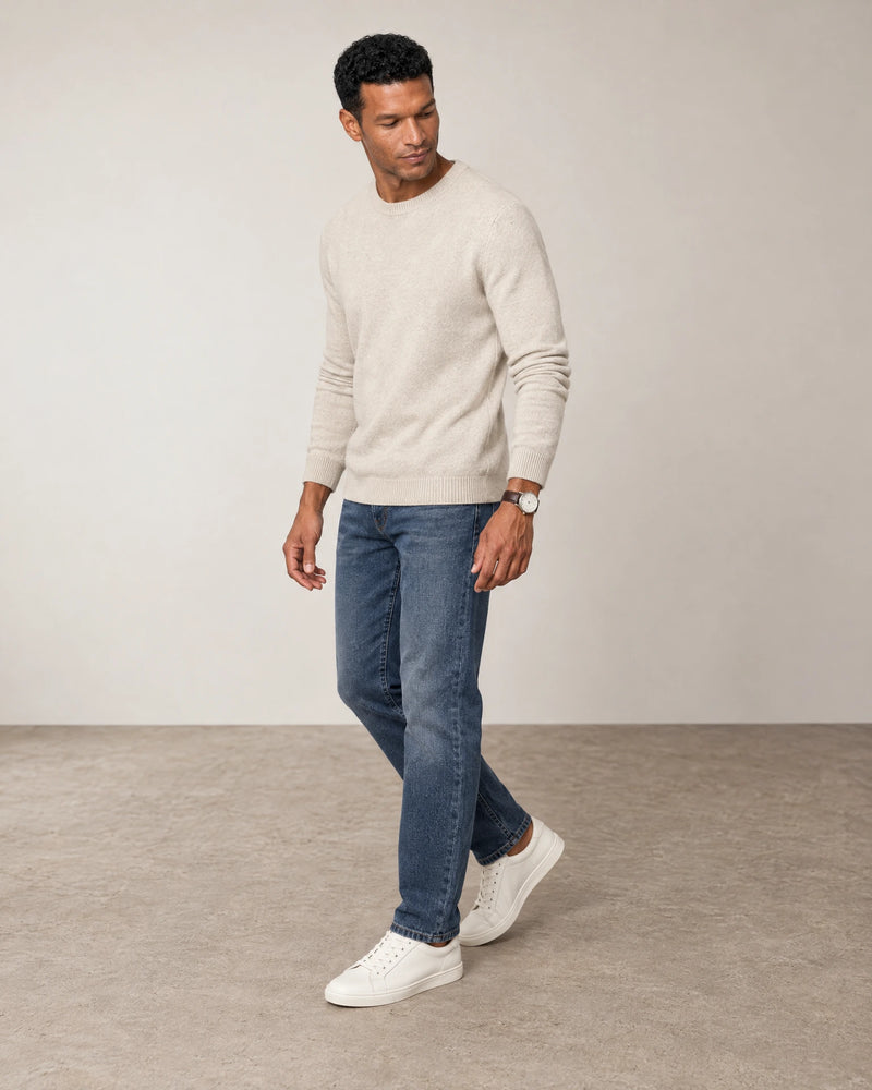 Italian Merino Wool Knit Jumper campaign 06|speckled grey