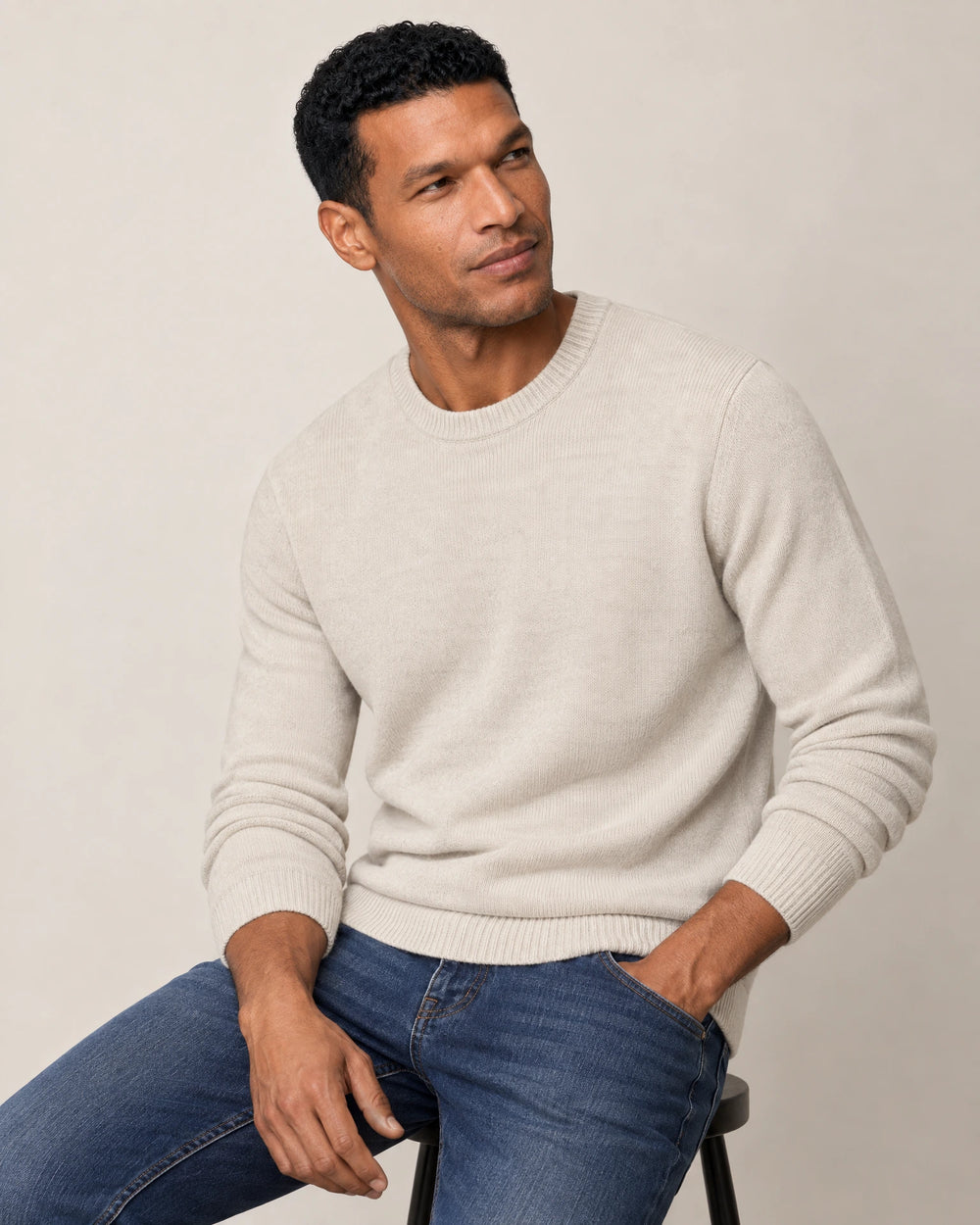 Italian Merino Wool Knit Jumper campaign 07|speckled grey