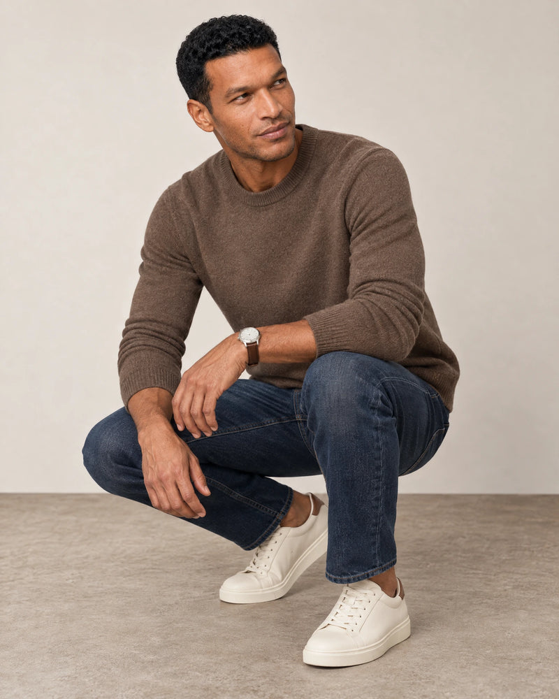 Italian Merino Wool Knit Jumper campaign 07|wholemeal