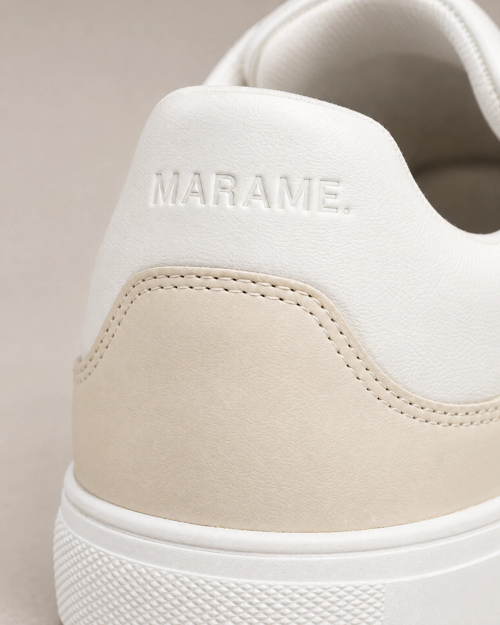 Leather Contrast Trainers campaign 05|beige & white