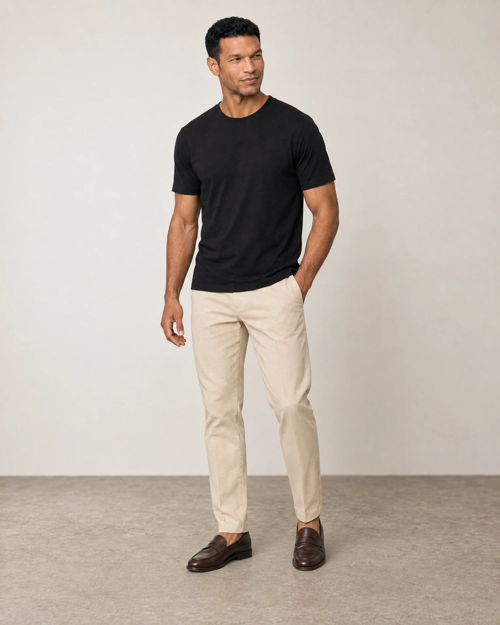Lightweight Lyocell Blend T-Shirt campaign 02|black