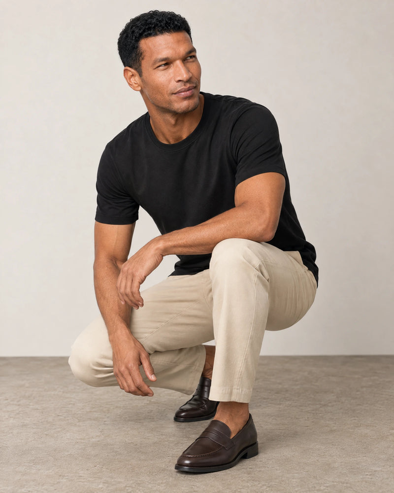 Lightweight Lyocell Blend T-Shirt campaign 07|black