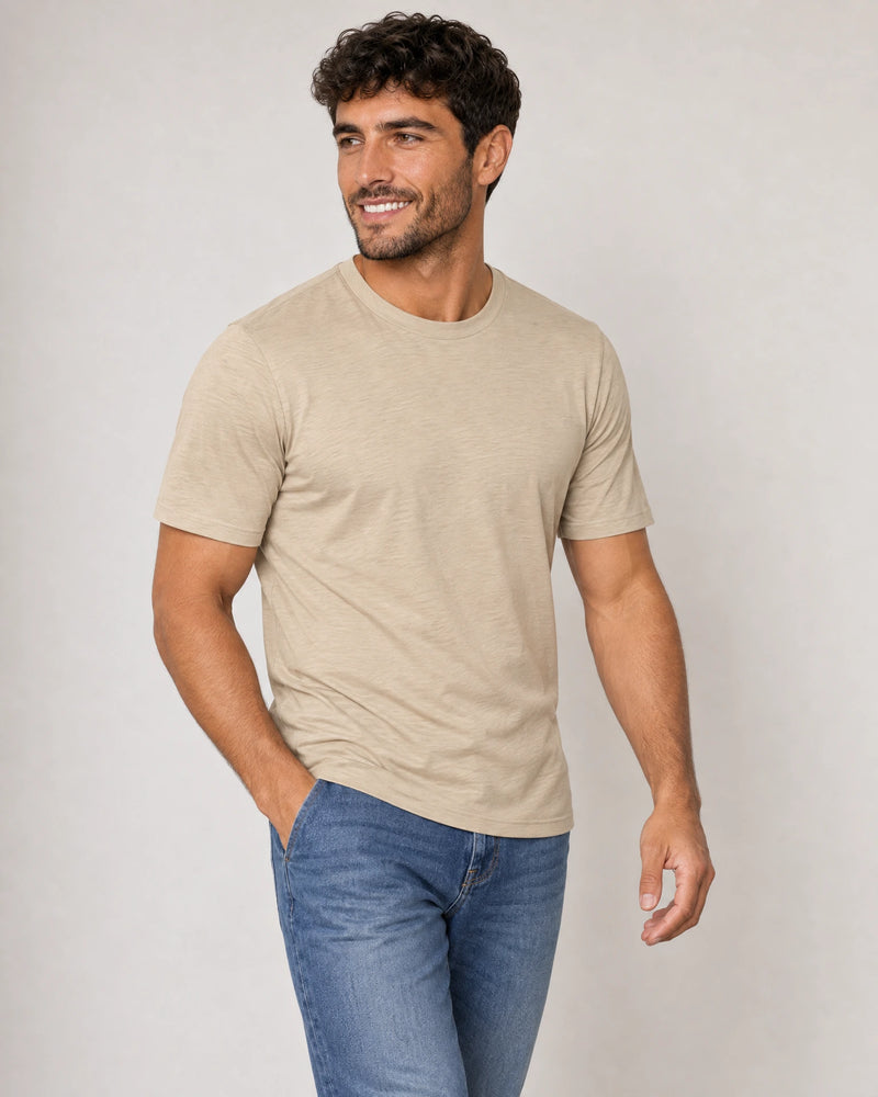 Lightweight Lyocell Blend T-Shirt campaign 05|canyon clay