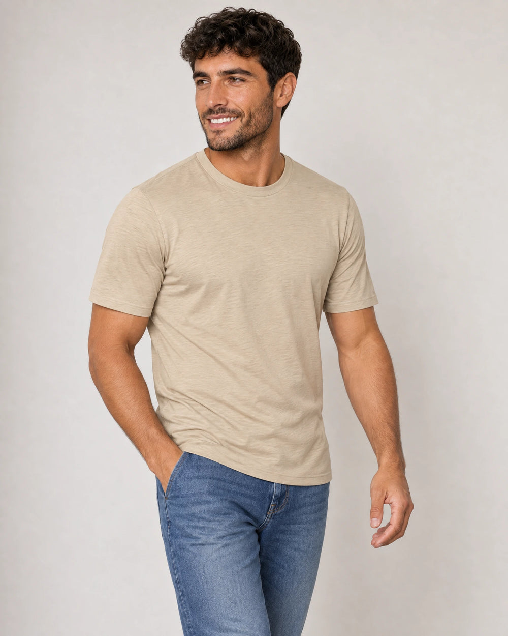 Lightweight Lyocell Blend T-Shirt campaign 05|canyon clay