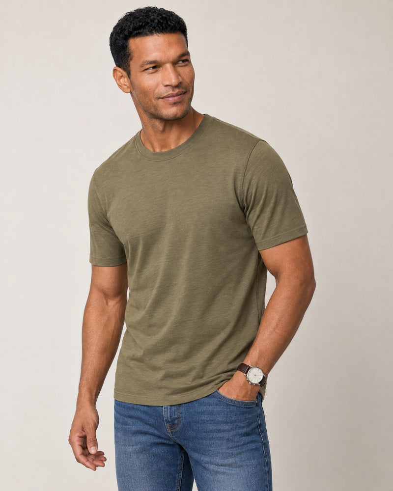 Lightweight Lyocell Blend T-Shirt campaign 05|olive