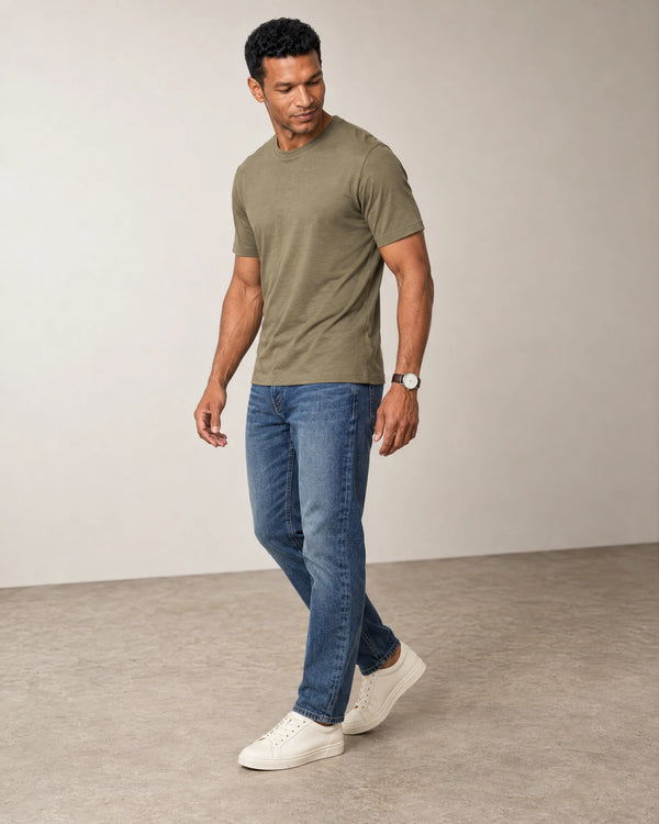 Lightweight Lyocell Blend T-Shirt campaign 06|olive