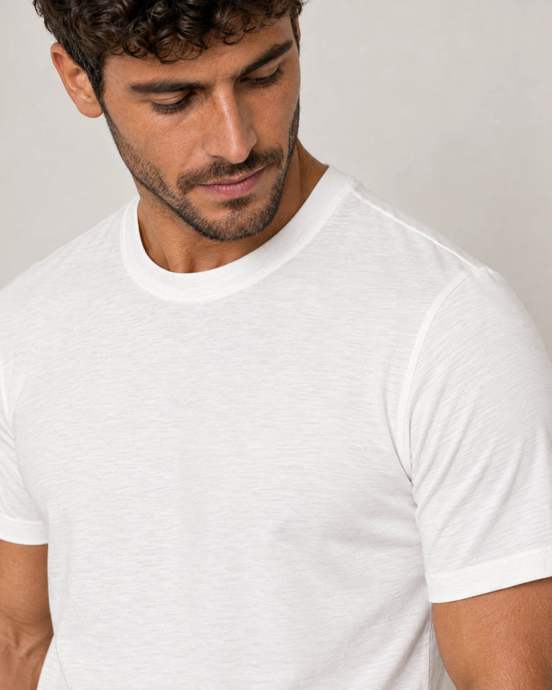 Lightweight Lyocell Blend T-Shirt campaign 03|white