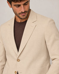 Linen Blend Blazer campaign 03|beige linen