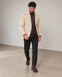 Linen Blend Blazer campaign 06|beige linen