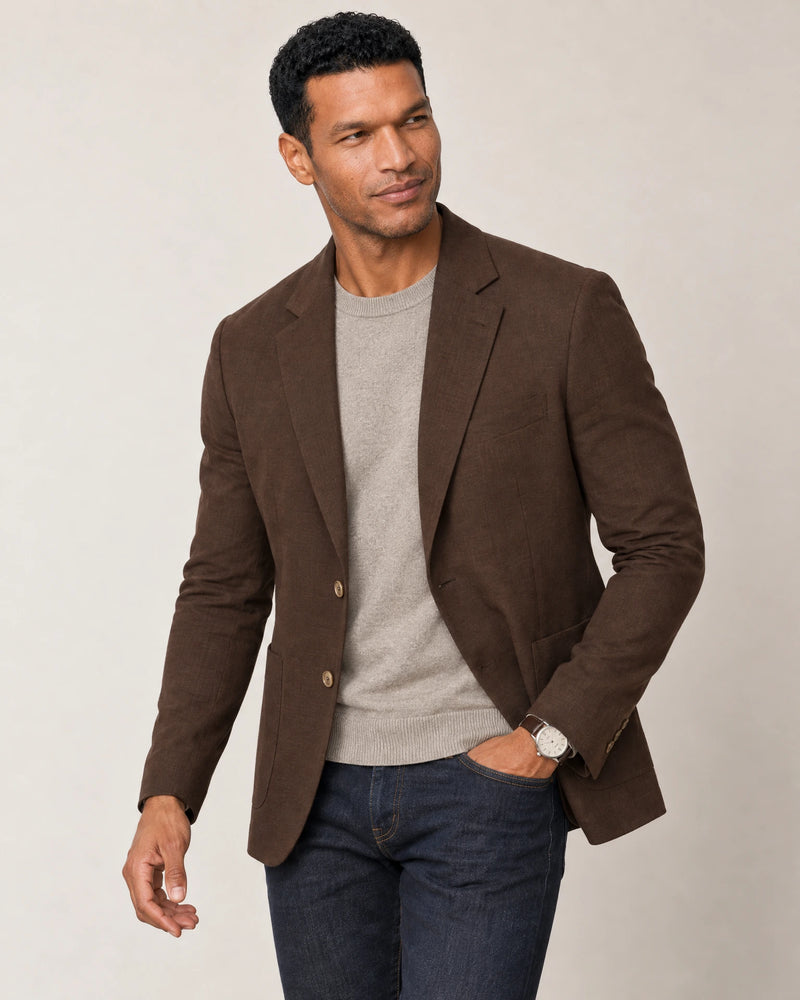 Linen Blend Blazer campaign 05|brown linen