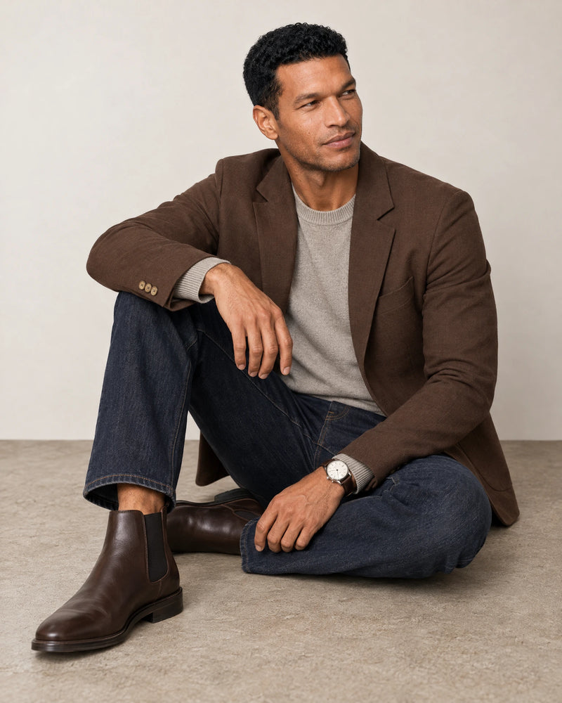 Linen Blend Blazer campaign 07|brown linen