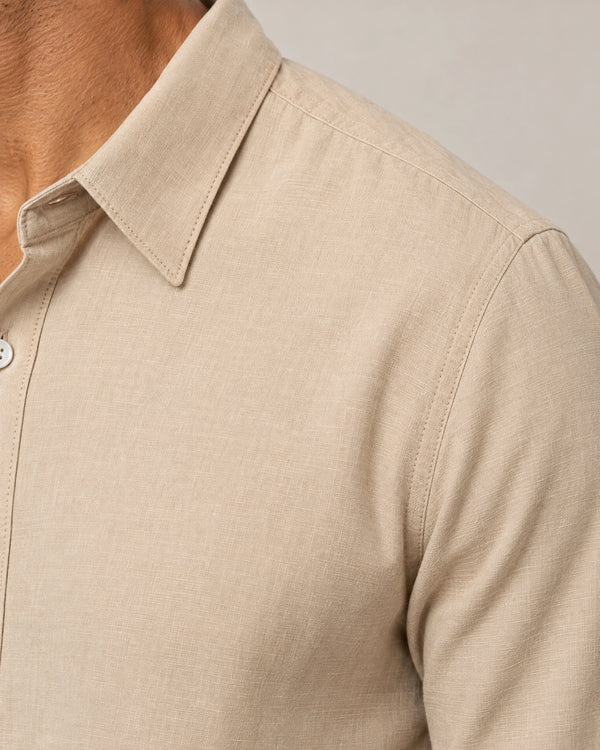 Linen Blend Long Sleeve Shirt campaign 08|drift beige