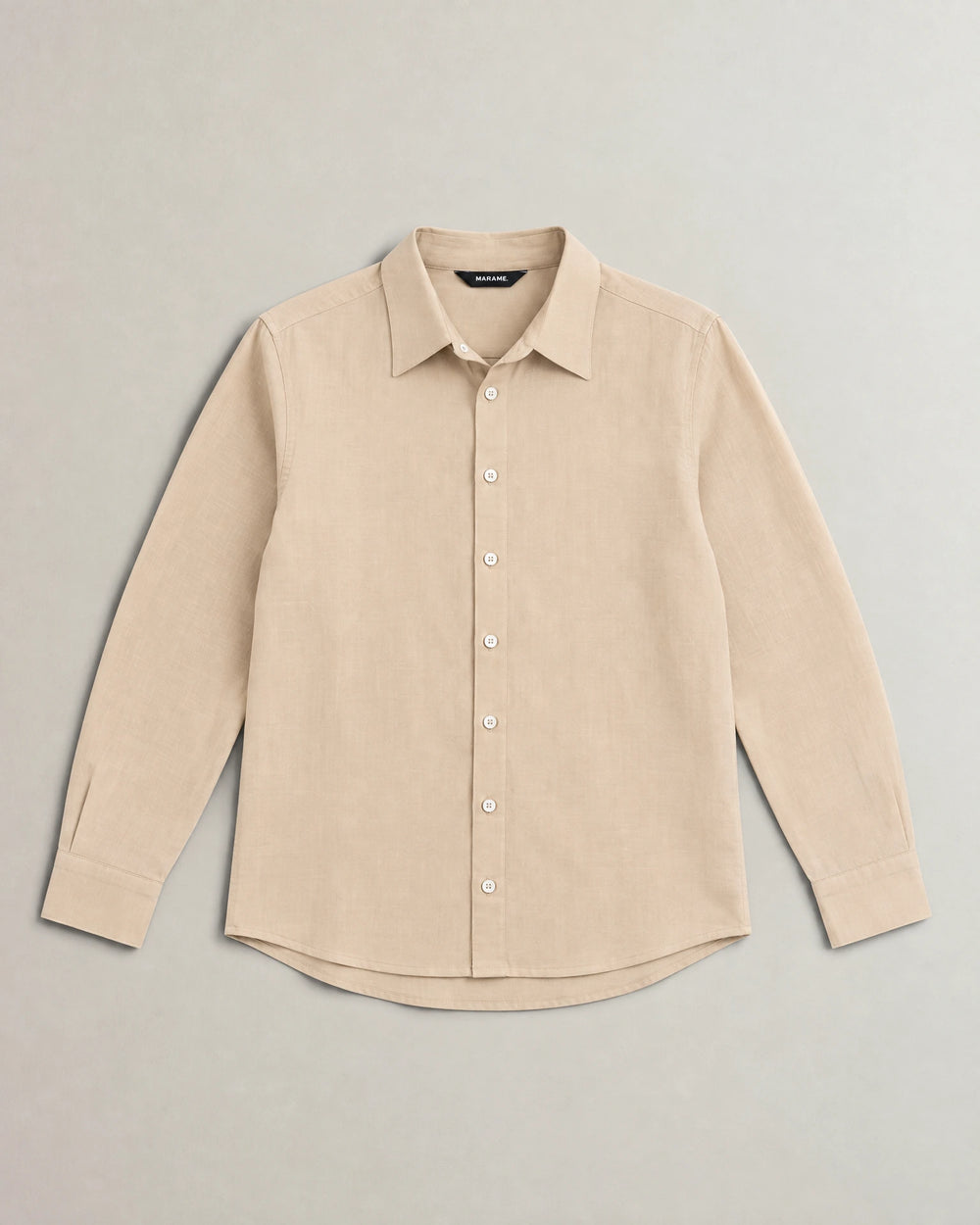 Linen Blend Long Sleeve Shirt campaign 09|drift beige