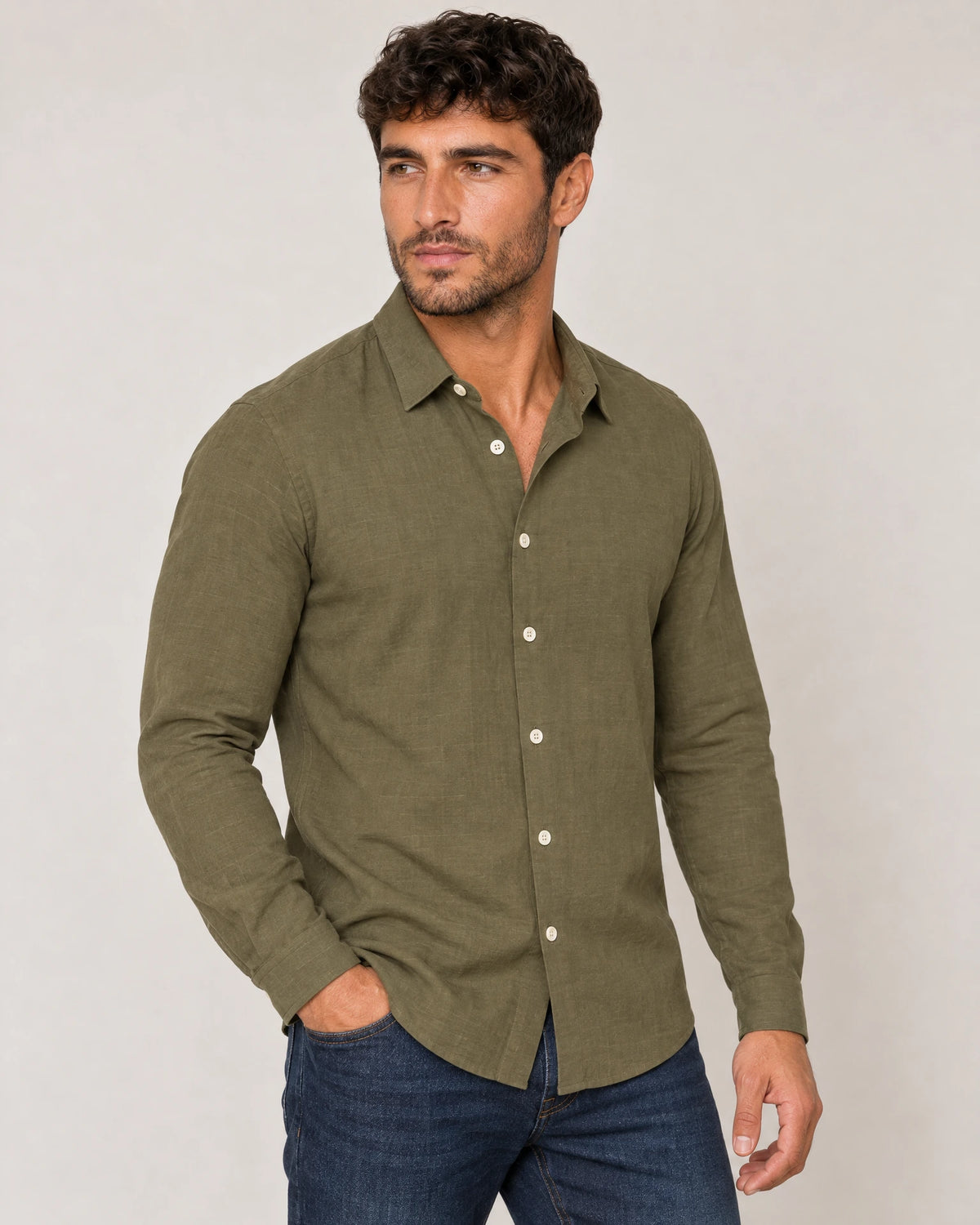 
Linen Blend Long Sleeve Shirt campaign 01