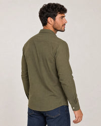 Linen Blend Long Sleeve Shirt campaign 04|olive grove