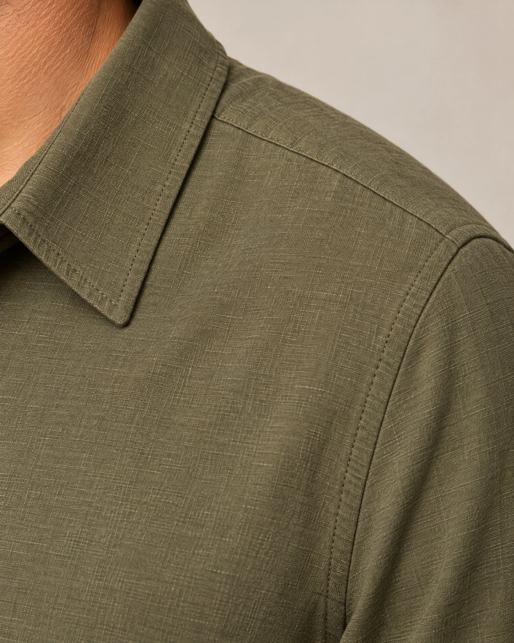 Linen Blend Long Sleeve Shirt campaign 08|olive grove