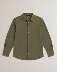 Linen Blend Long Sleeve Shirt campaign 09|olive grove