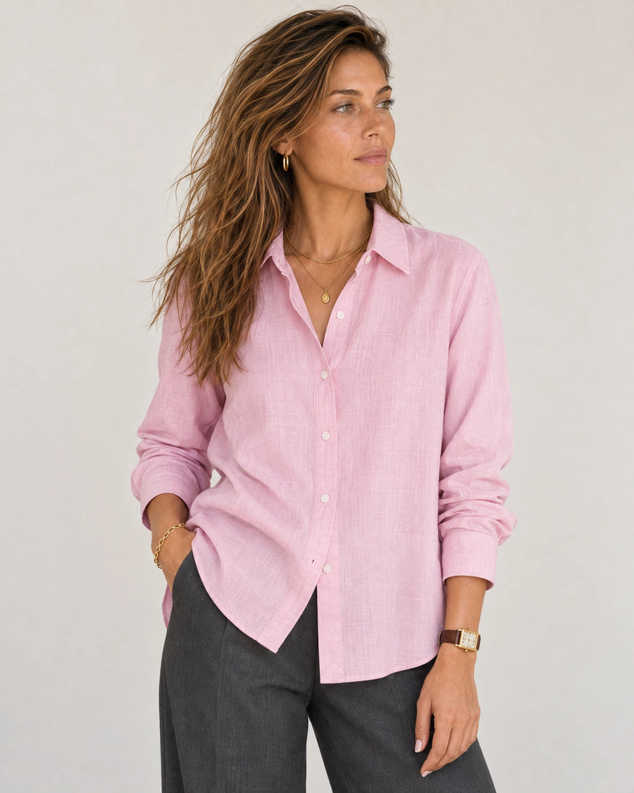 Linen Blend Long Sleeve Shirt