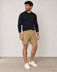 Linen Blend Shorts campaign 01|barley green