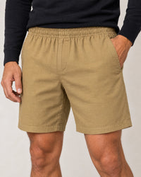 Linen Blend Shorts campaign 03|barley green