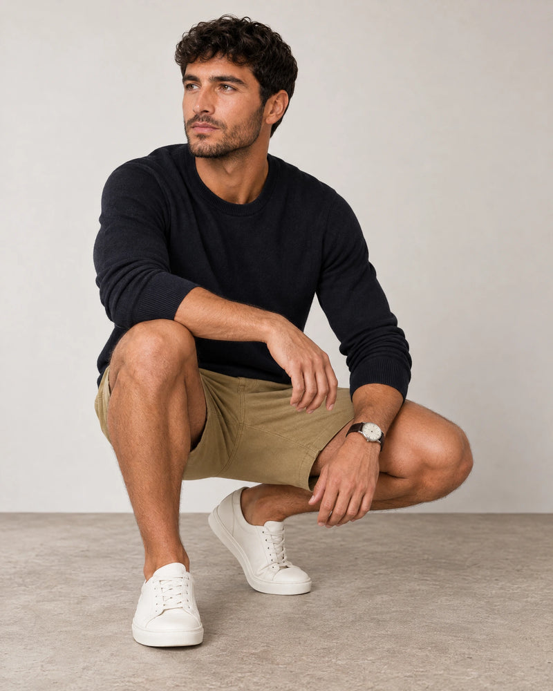 Linen Blend Shorts campaign 07|barley green