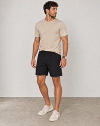 Linen Blend Shorts campaign 01|black