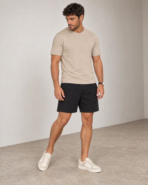 Linen Blend Shorts campaign 06|black