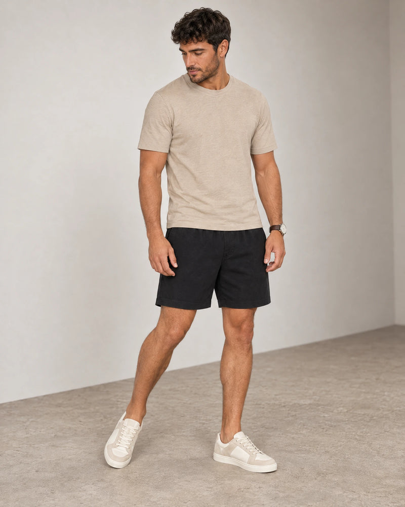 Linen Blend Shorts campaign 06|black