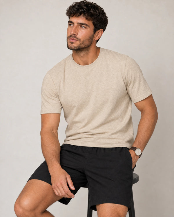 Linen Blend Shorts campaign 07|black