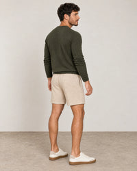 Linen Blend Shorts campaign 04|natural sand