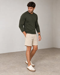 Linen Blend Shorts campaign 06|natural sand