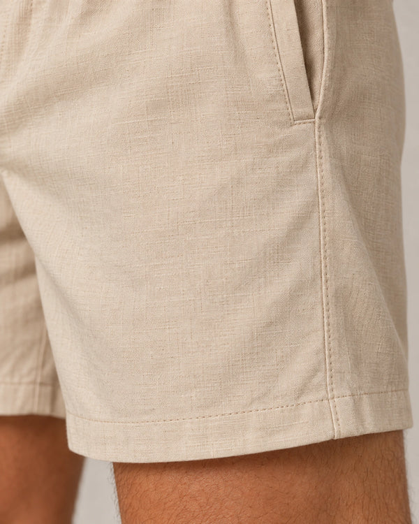 Linen Blend Shorts campaign 08|natural sand