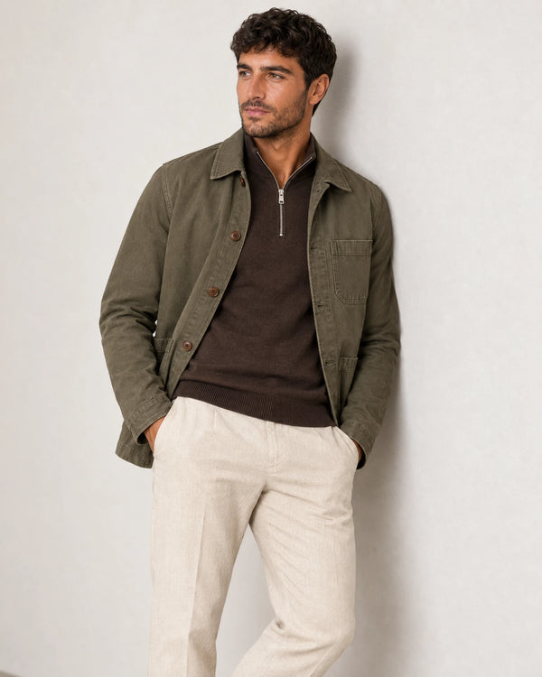 Linen Blend Trouser campaign 07|woven sand