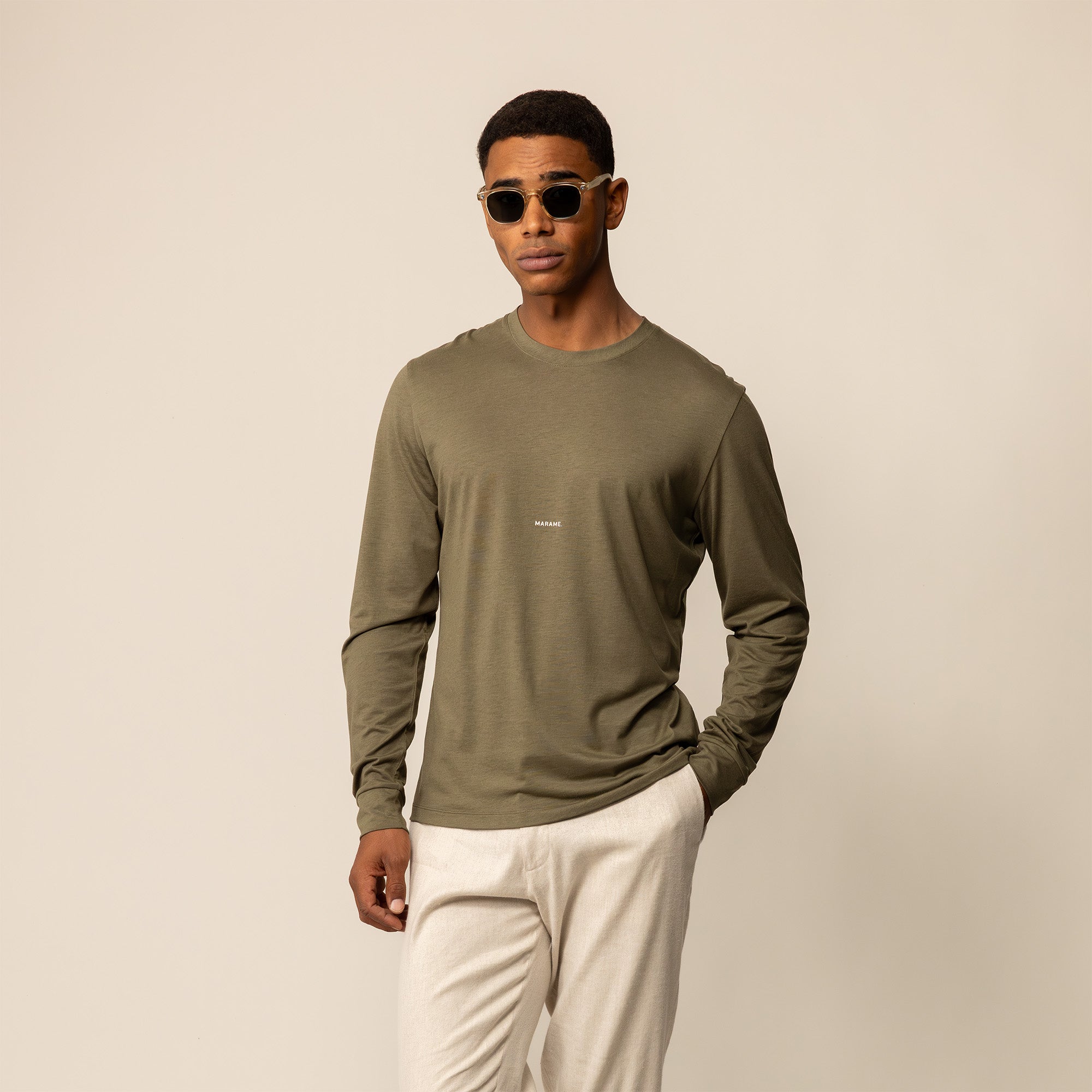 Long Sleeve Lyocell Blend Logo T-Shirt