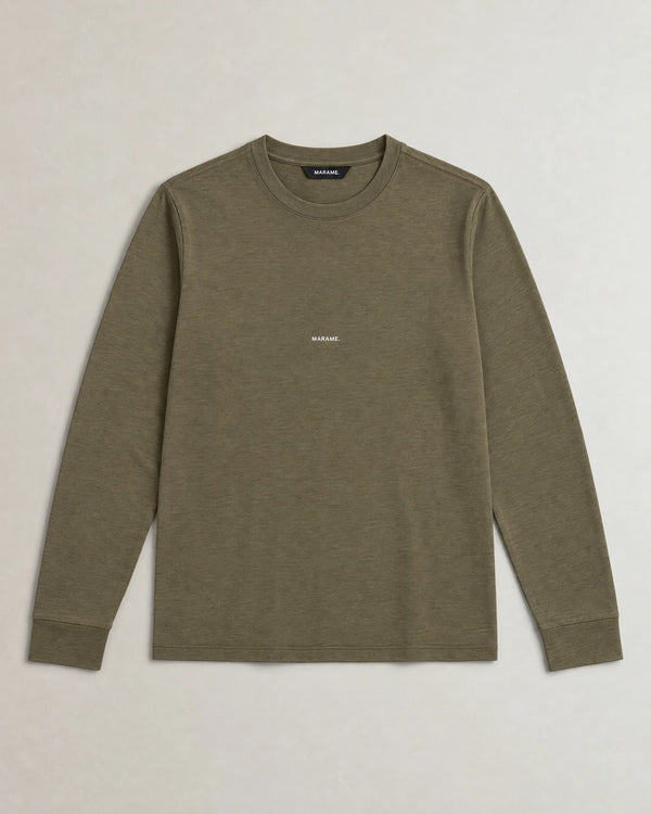 Lyocell Blend Long Sleeve Logo T-Shirt campaign 09|olive