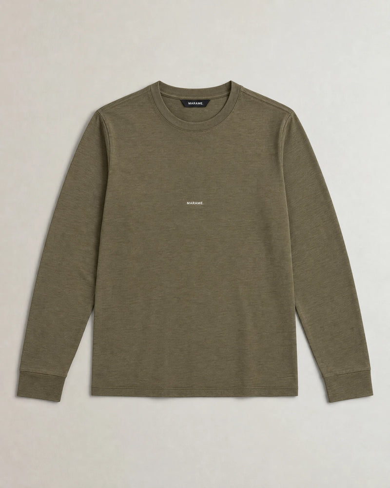 Lyocell Blend Long Sleeve Logo T-Shirt campaign 09|olive