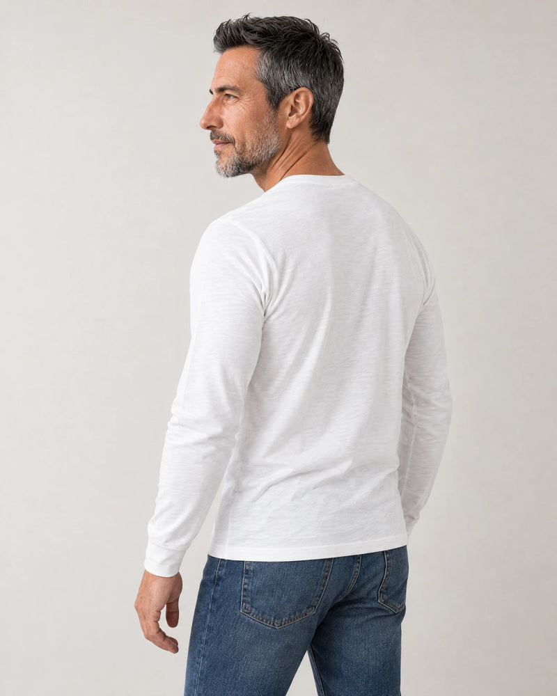 Lyocell Blend Long Sleeve Logo T-Shirt campaign 04|white
