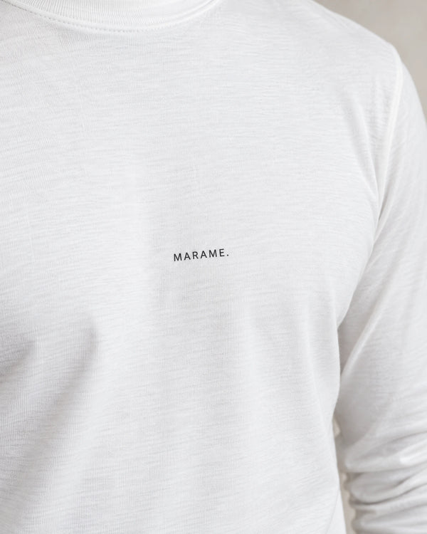 Lyocell Blend Long Sleeve Logo T-Shirt campaign 08|white